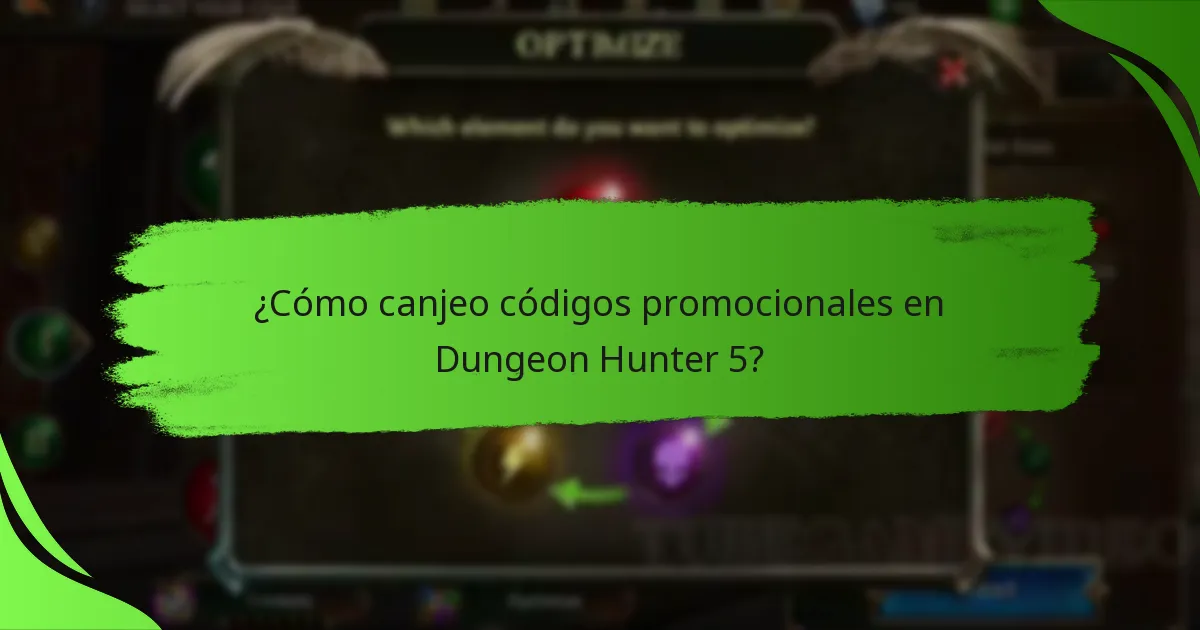 ¿Cómo canjeo códigos promocionales en Dungeon Hunter 5?