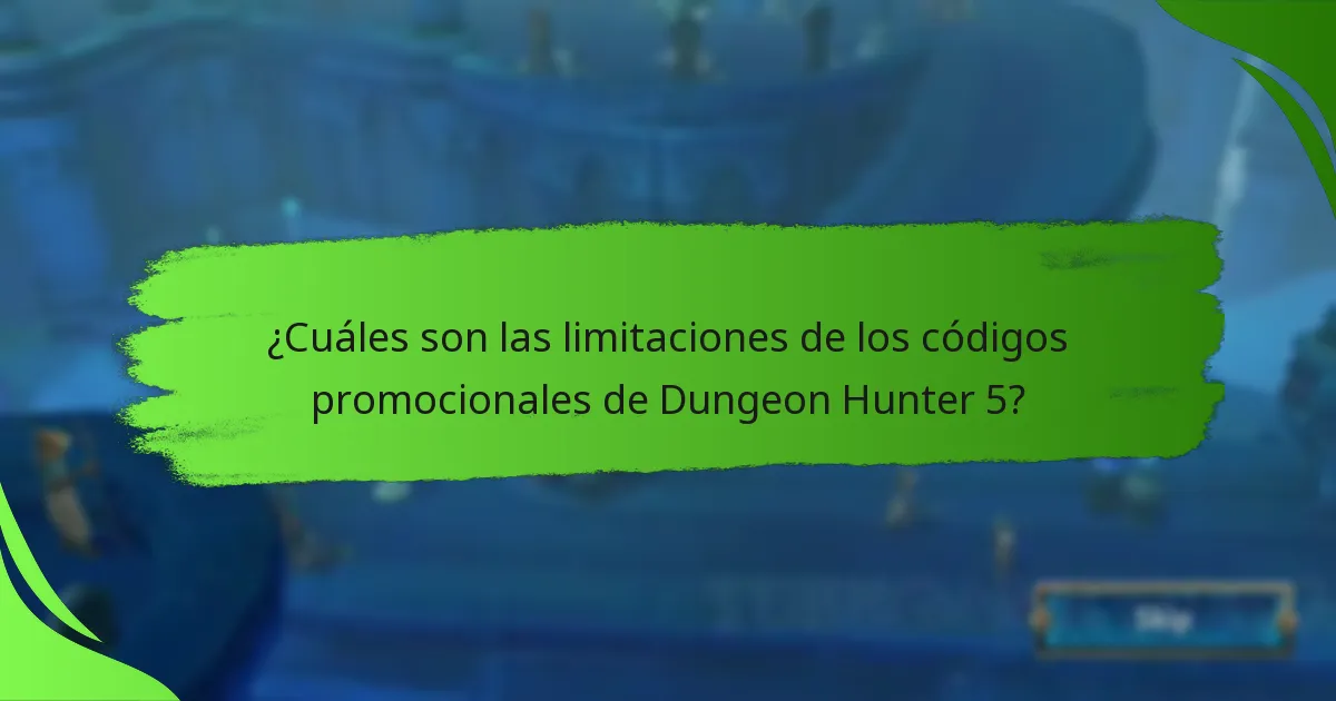 ¿Cuáles son las limitaciones de los códigos promocionales de Dungeon Hunter 5?