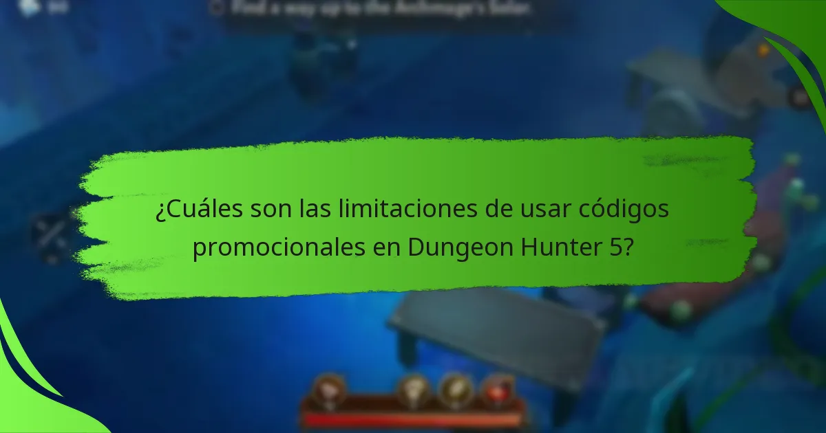 ¿Cuáles son las limitaciones de usar códigos promocionales en Dungeon Hunter 5?